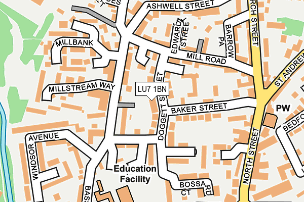 LU7 1BN map - OS OpenMap – Local (Ordnance Survey)