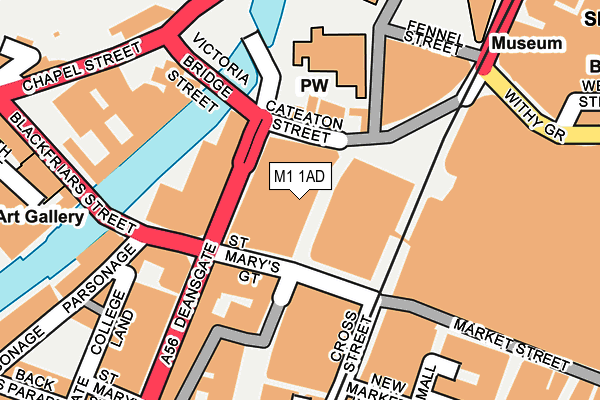 M1 1AD map - OS OpenMap – Local (Ordnance Survey)