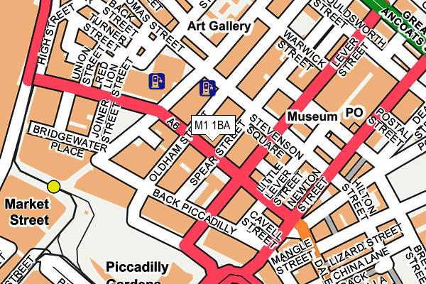 M1 1BA map - OS OpenMap – Local (Ordnance Survey)