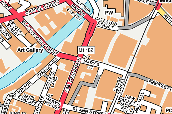 M1 1BZ map - OS OpenMap – Local (Ordnance Survey)