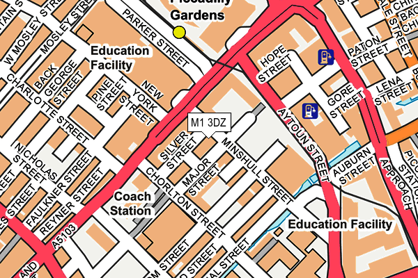 M1 3DZ map - OS OpenMap – Local (Ordnance Survey)