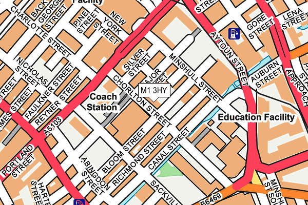 M1 3HY map - OS OpenMap – Local (Ordnance Survey)