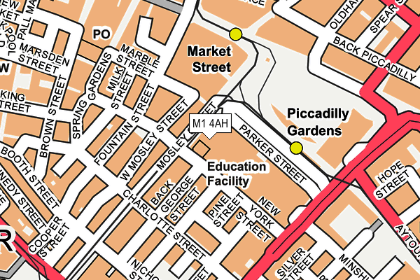 M1 4AH map - OS OpenMap – Local (Ordnance Survey)