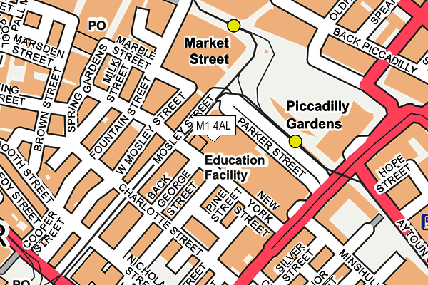 M1 4AL map - OS OpenMap – Local (Ordnance Survey)