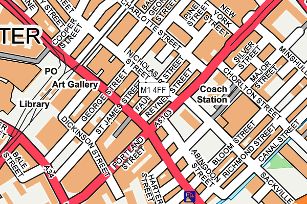 M1 4FF map - OS OpenMap – Local (Ordnance Survey)