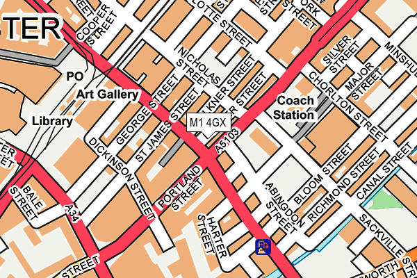 M1 4GX map - OS OpenMap – Local (Ordnance Survey)