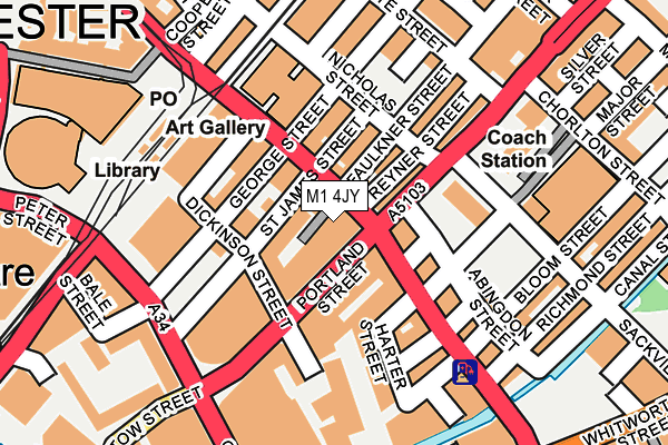 M1 4JY map - OS OpenMap – Local (Ordnance Survey)