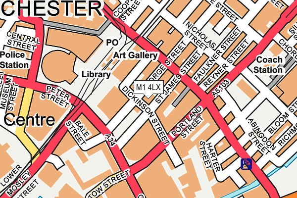 M1 4LX map - OS OpenMap – Local (Ordnance Survey)