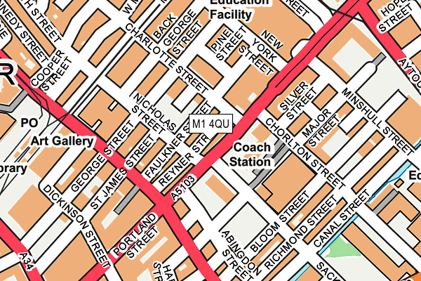 M1 4QU map - OS OpenMap – Local (Ordnance Survey)