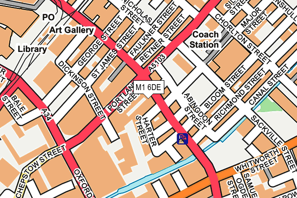 M1 6DE map - OS OpenMap – Local (Ordnance Survey)