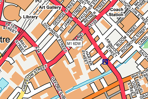 M1 6DW map - OS OpenMap – Local (Ordnance Survey)