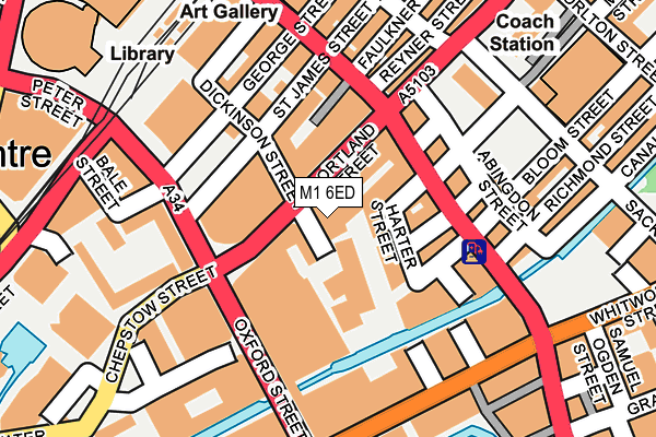 M1 6ED map - OS OpenMap – Local (Ordnance Survey)