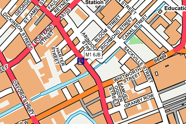M1 6JB map - OS OpenMap – Local (Ordnance Survey)