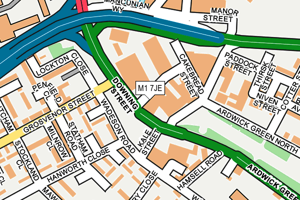 M1 7JE map - OS OpenMap – Local (Ordnance Survey)