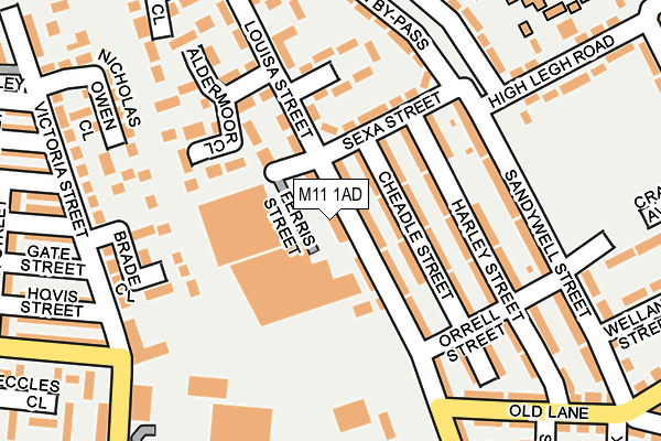 M11 1AD map - OS OpenMap – Local (Ordnance Survey)