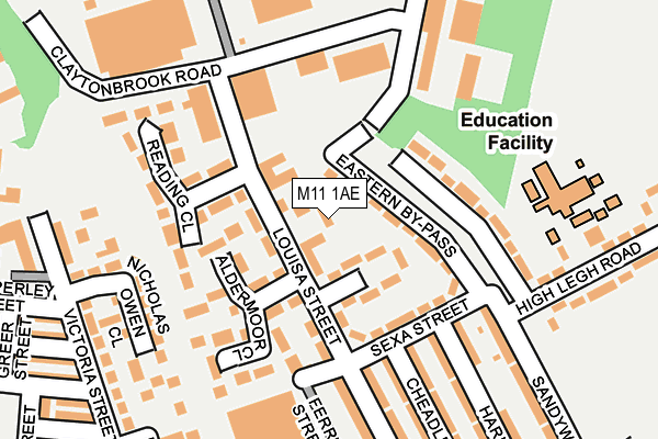 M11 1AE map - OS OpenMap – Local (Ordnance Survey)