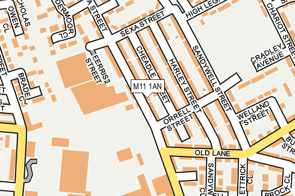 M11 1AN map - OS OpenMap – Local (Ordnance Survey)