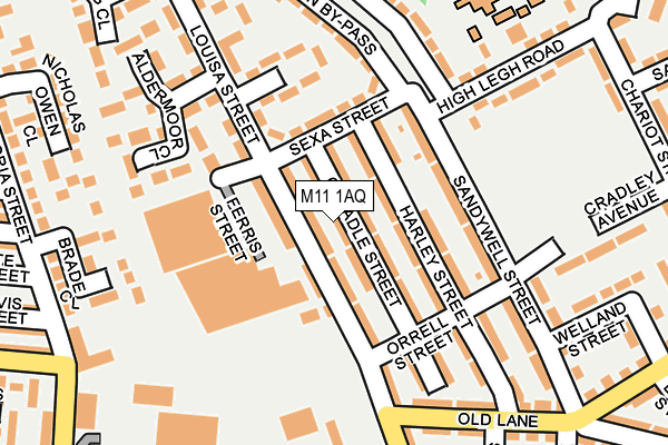 M11 1AQ map - OS OpenMap – Local (Ordnance Survey)