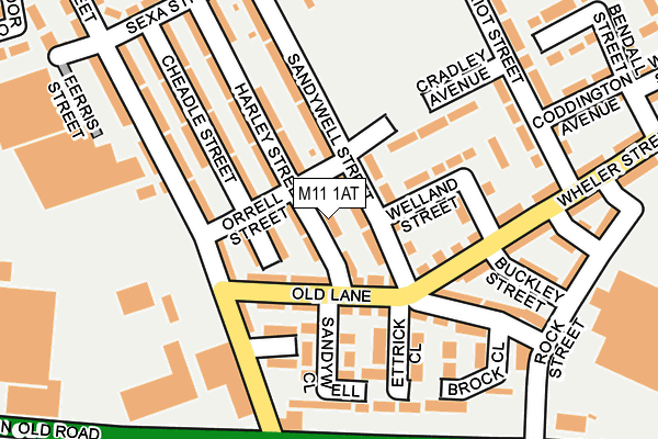 M11 1AT map - OS OpenMap – Local (Ordnance Survey)