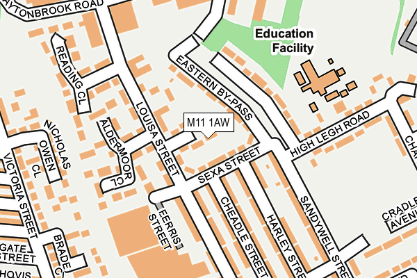 M11 1AW map - OS OpenMap – Local (Ordnance Survey)