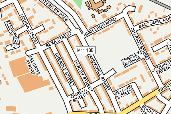 M11 1BB map - OS OpenMap – Local (Ordnance Survey)