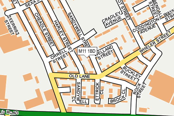 M11 1BD map - OS OpenMap – Local (Ordnance Survey)