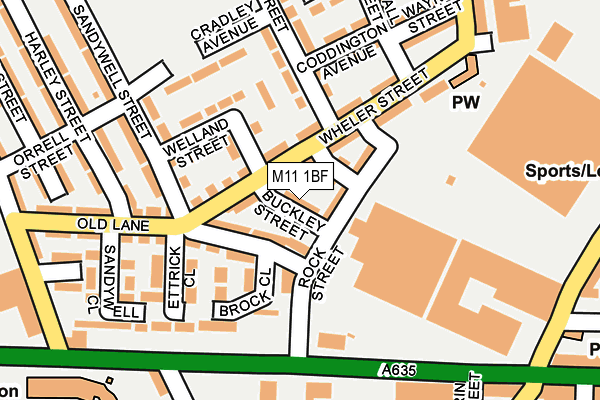 M11 1BF map - OS OpenMap – Local (Ordnance Survey)