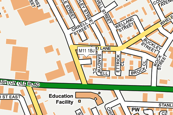 M11 1BJ map - OS OpenMap – Local (Ordnance Survey)