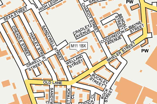 M11 1BX map - OS OpenMap – Local (Ordnance Survey)