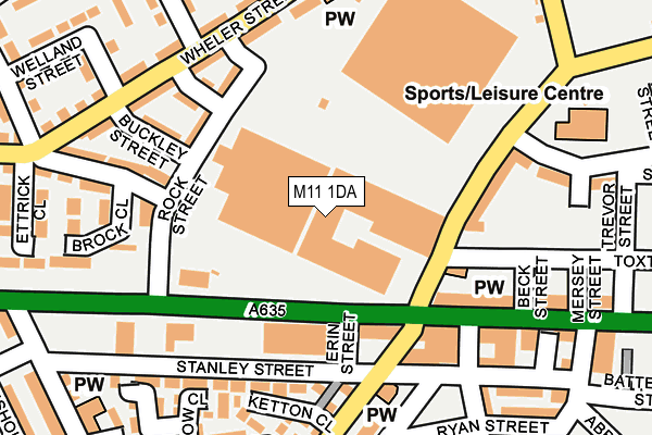 M11 1DA map - OS OpenMap – Local (Ordnance Survey)