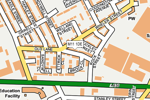 M11 1DE map - OS OpenMap – Local (Ordnance Survey)