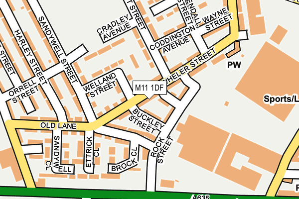 M11 1DF map - OS OpenMap – Local (Ordnance Survey)