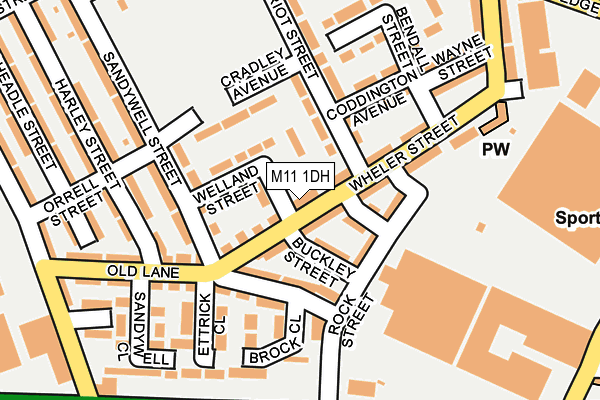 M11 1DH map - OS OpenMap – Local (Ordnance Survey)
