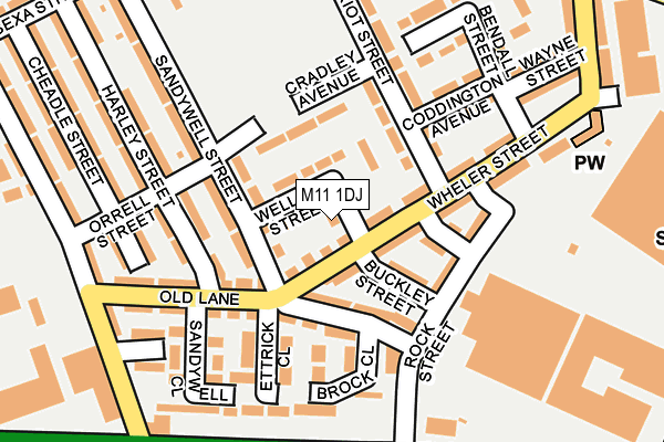 M11 1DJ map - OS OpenMap – Local (Ordnance Survey)