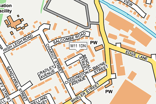 M11 1DN map - OS OpenMap – Local (Ordnance Survey)