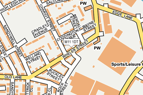 M11 1DT map - OS OpenMap – Local (Ordnance Survey)