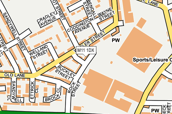 M11 1DX map - OS OpenMap – Local (Ordnance Survey)