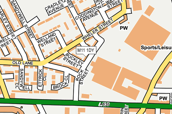 M11 1DY map - OS OpenMap – Local (Ordnance Survey)