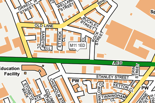 M11 1ED map - OS OpenMap – Local (Ordnance Survey)