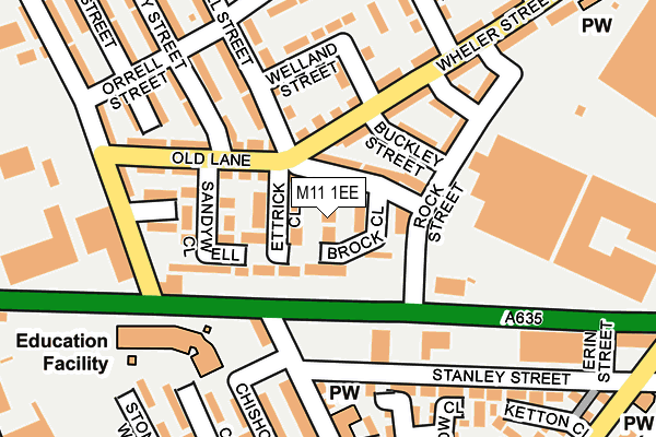 M11 1EE map - OS OpenMap – Local (Ordnance Survey)