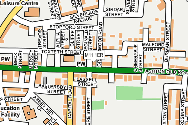 M11 1ER map - OS OpenMap – Local (Ordnance Survey)