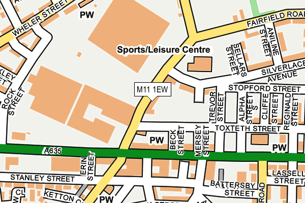 M11 1EW map - OS OpenMap – Local (Ordnance Survey)