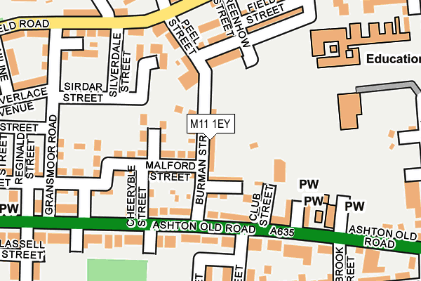 M11 1EY map - OS OpenMap – Local (Ordnance Survey)