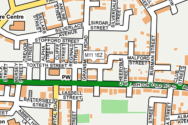 M11 1EZ map - OS OpenMap – Local (Ordnance Survey)