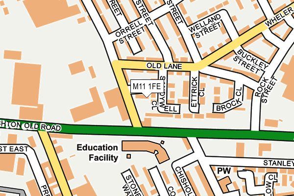 M11 1FE map - OS OpenMap – Local (Ordnance Survey)