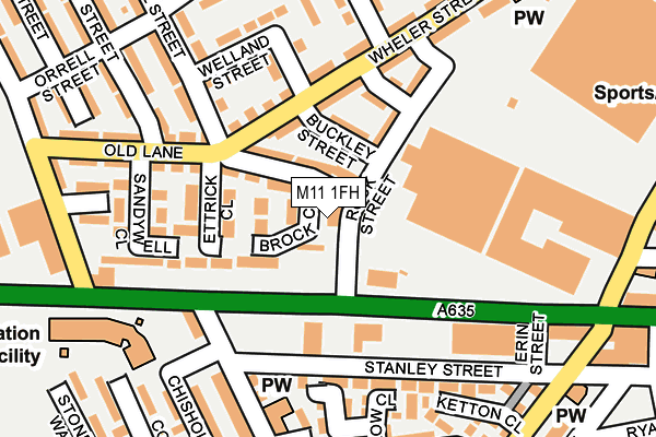 M11 1FH map - OS OpenMap – Local (Ordnance Survey)