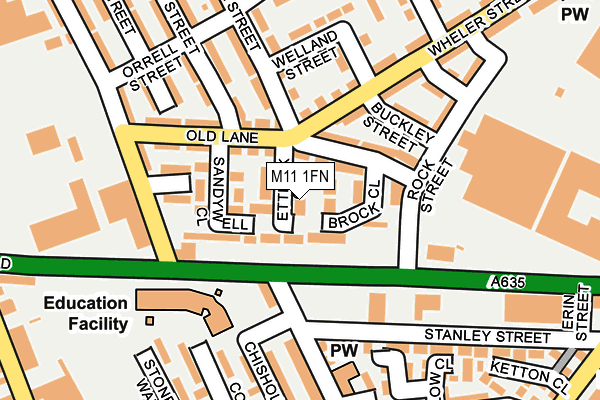 M11 1FN map - OS OpenMap – Local (Ordnance Survey)