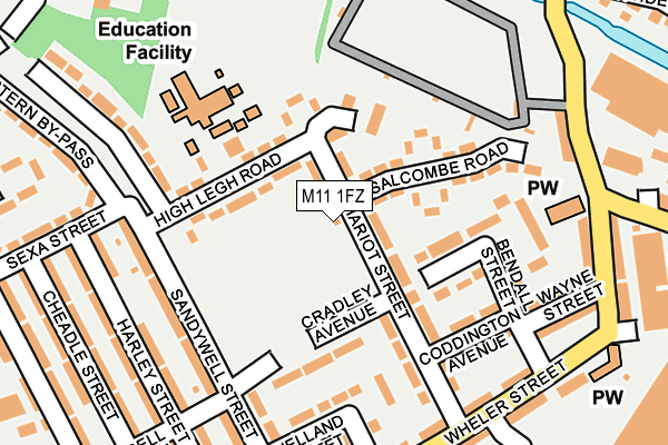 M11 1FZ map - OS OpenMap – Local (Ordnance Survey)