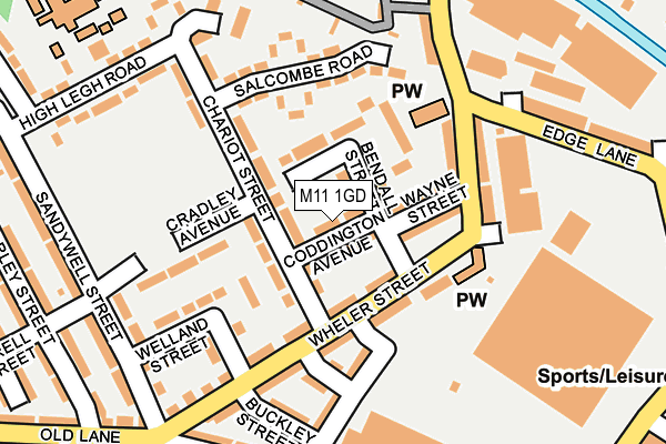 M11 1GD map - OS OpenMap – Local (Ordnance Survey)