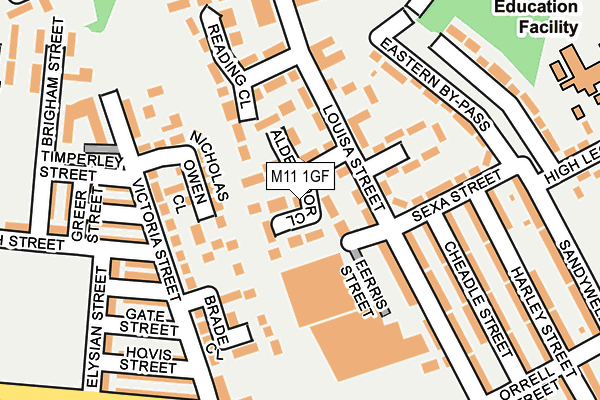 M11 1GF map - OS OpenMap – Local (Ordnance Survey)